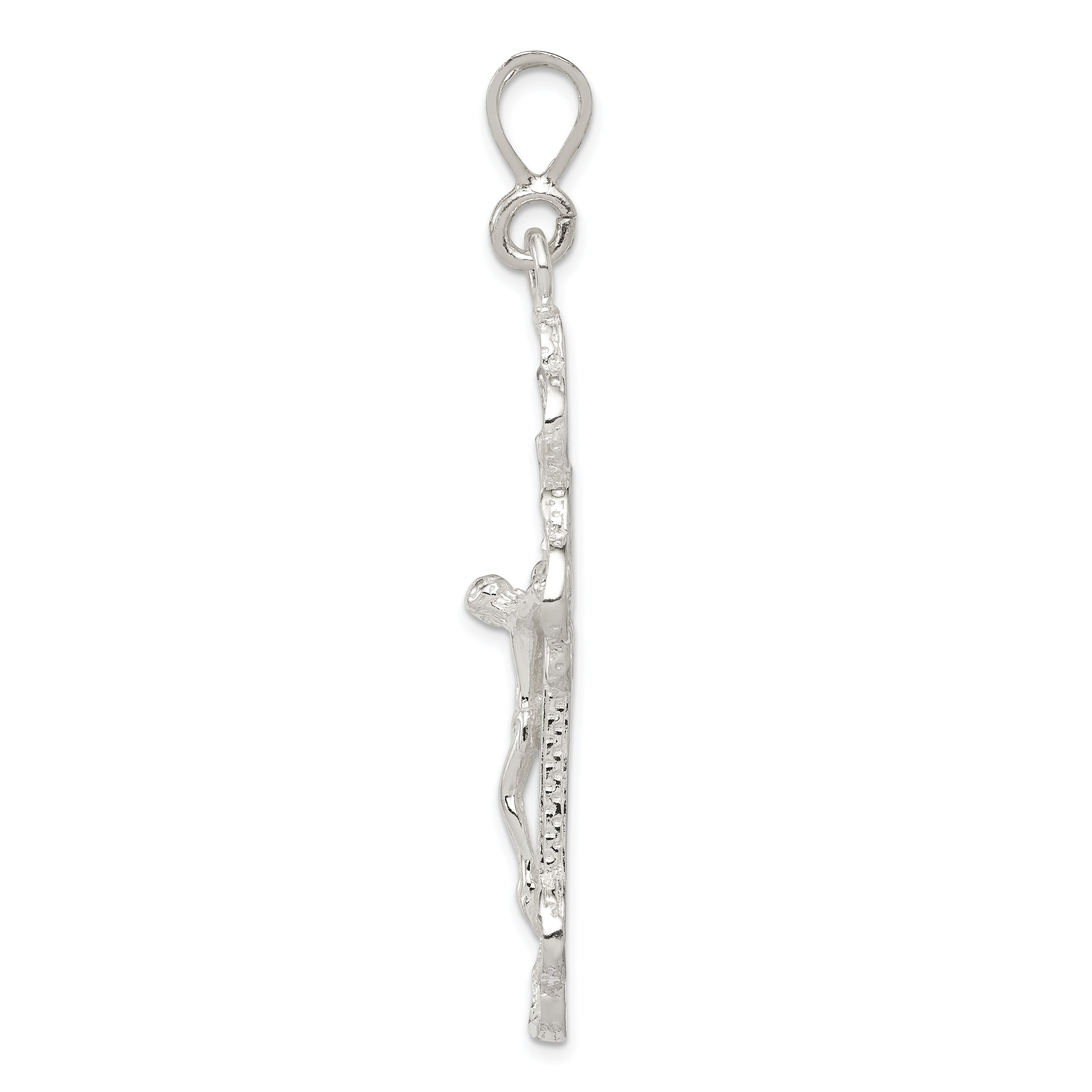 Sterling Silver 925 Polished Crucifix Pendant with Anti-Tarnish Finish
