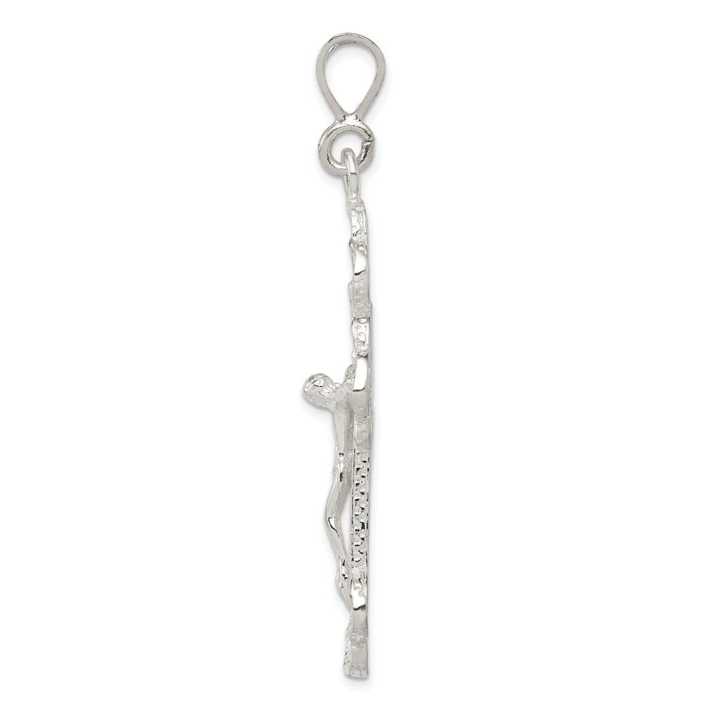 Sterling Silver 925 Polished Crucifix Pendant with Anti-Tarnish Finish