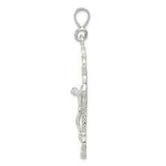 Sterling Silver 925 Polished Crucifix Pendant with Anti-Tarnish Finish