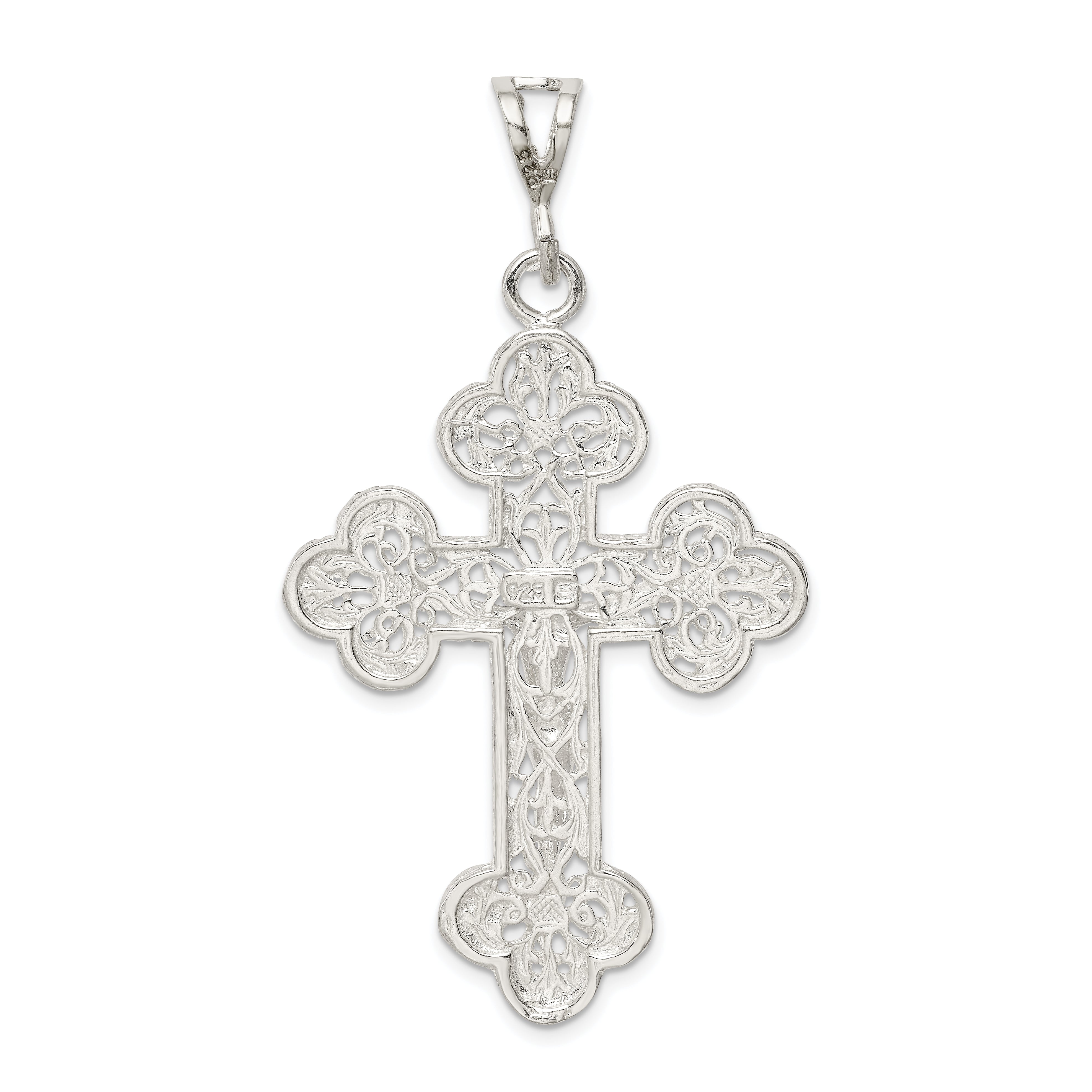 Sterling Silver 925 Polished Crucifix Pendant with Anti-Tarnish Finish