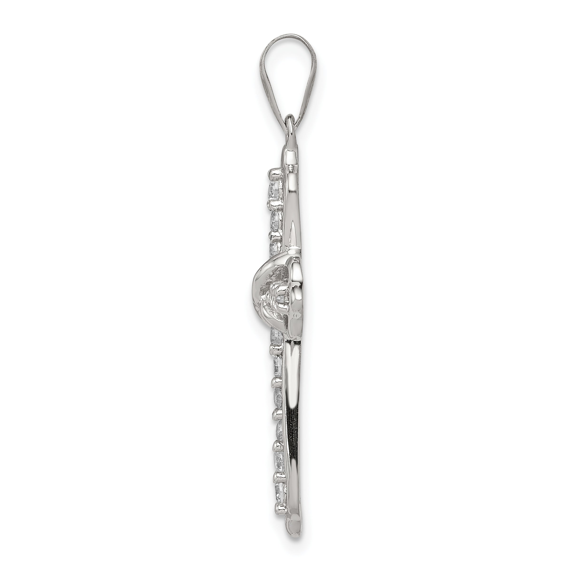 Sterling Silver 925 CZ Cross Pendant with Rhodium Polished Finish Secondary image