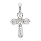Sterling Silver 925 CZ Cross Pendant with Rhodium Polished Finish