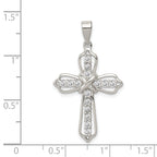 Sterling Silver 925 CZ Cross Pendant with Rhodium Polished Finish