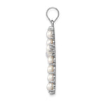 Sterling Silver Rhodium-Plated Pearl Cross Pendant Elegant & Polished