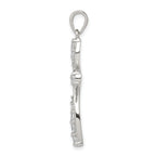 Sterling Silver CZ Cross Pendant with Rhodium Polish Elegant Design