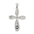 Sterling Silver CZ Cross Pendant with Rhodium Polish Elegant Design