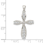 Sterling Silver CZ Cross Pendant with Rhodium Polish Elegant Design