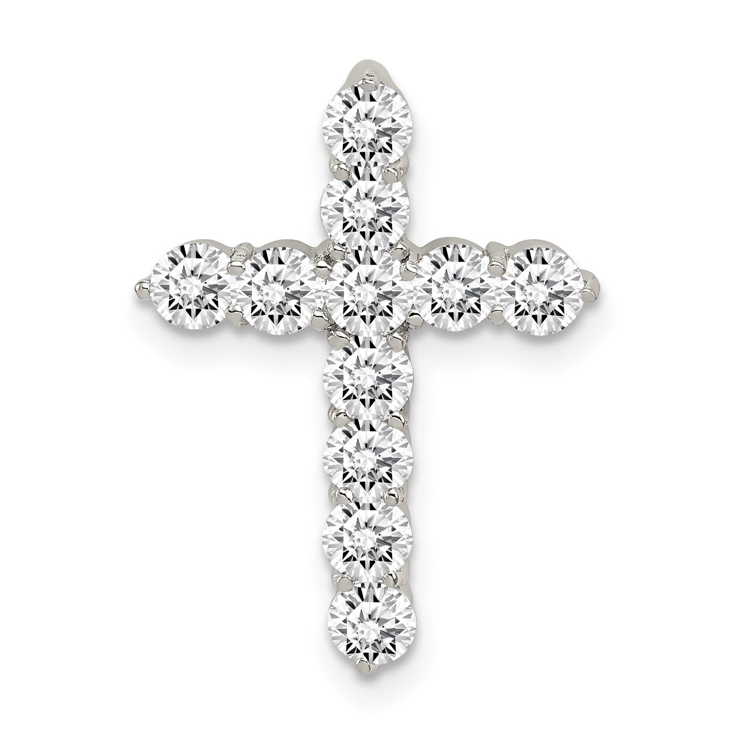 Sterling Silver Rhodium-plated CZ Cross Pendant Main image