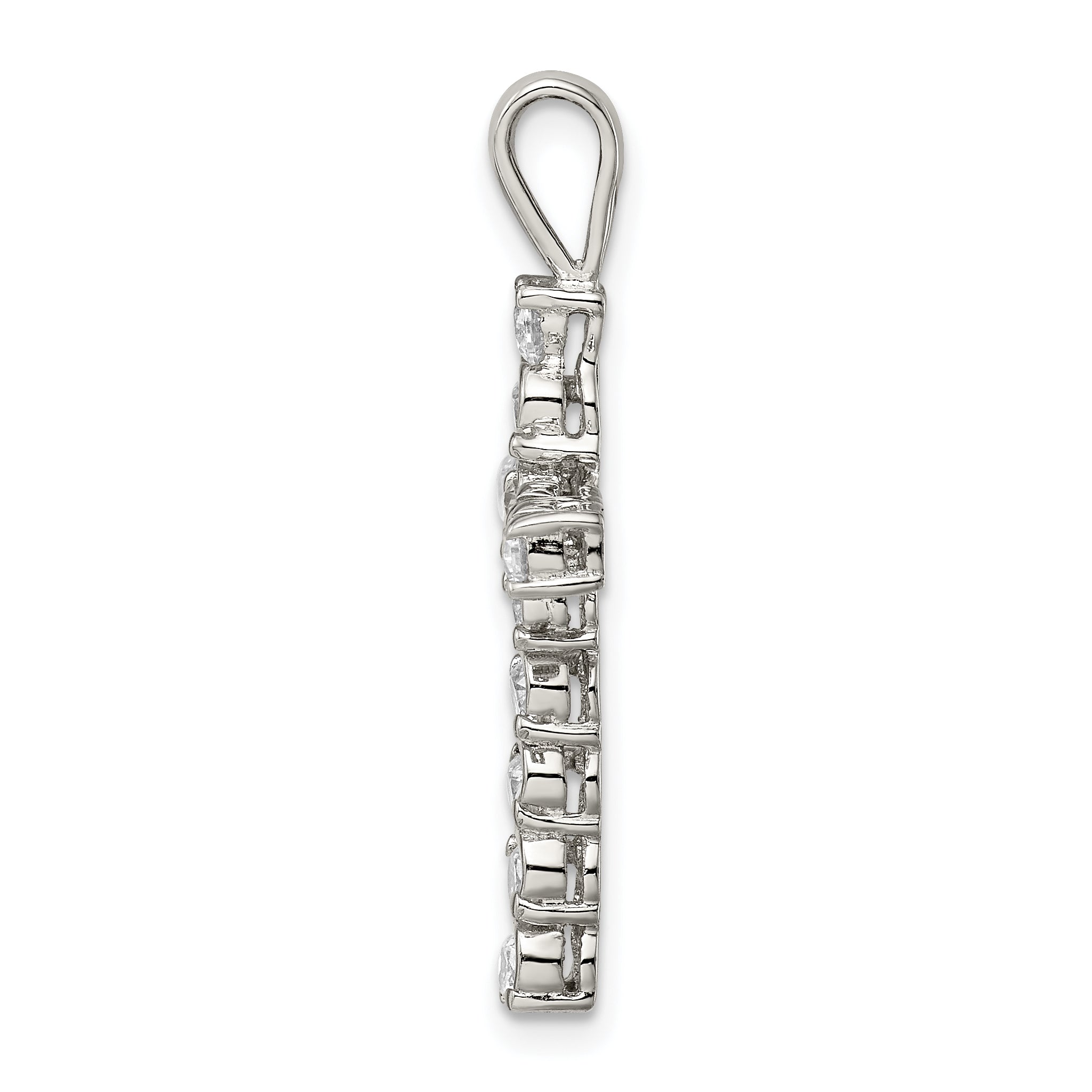 Sophia Jewelers 925 Sterling Silver CZ Rhodium-Plated Cross Pendant