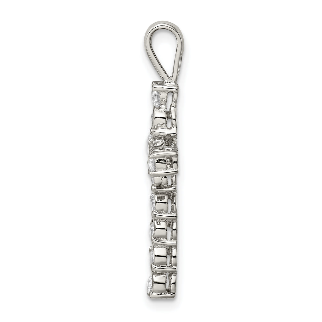 Sophia Jewelers 925 Sterling Silver CZ Rhodium-Plated Cross Pendant