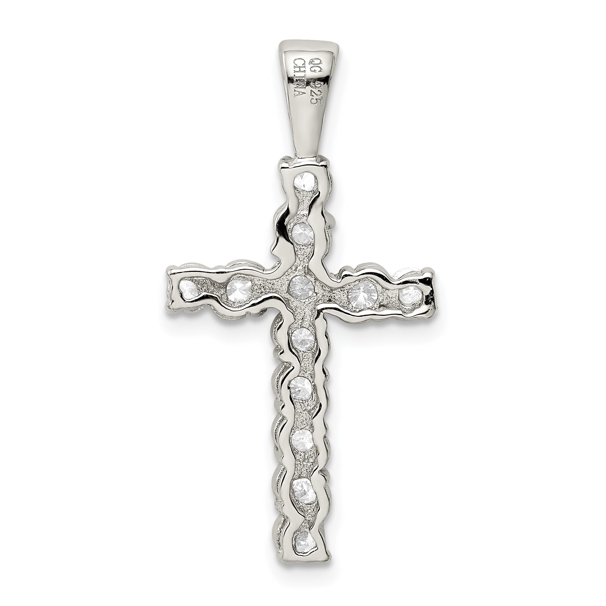 Sophia Jewelers 925 Sterling Silver CZ Rhodium-Plated Cross Pendant