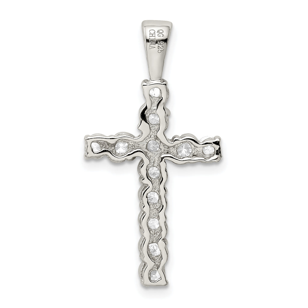 Sophia Jewelers 925 Sterling Silver CZ Rhodium-Plated Cross Pendant