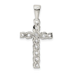 Sophia Jewelers 925 Sterling Silver CZ Rhodium-Plated Cross Pendant