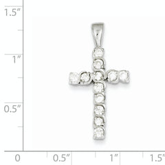 Sophia Jewelers 925 Sterling Silver CZ Rhodium-Plated Cross Pendant