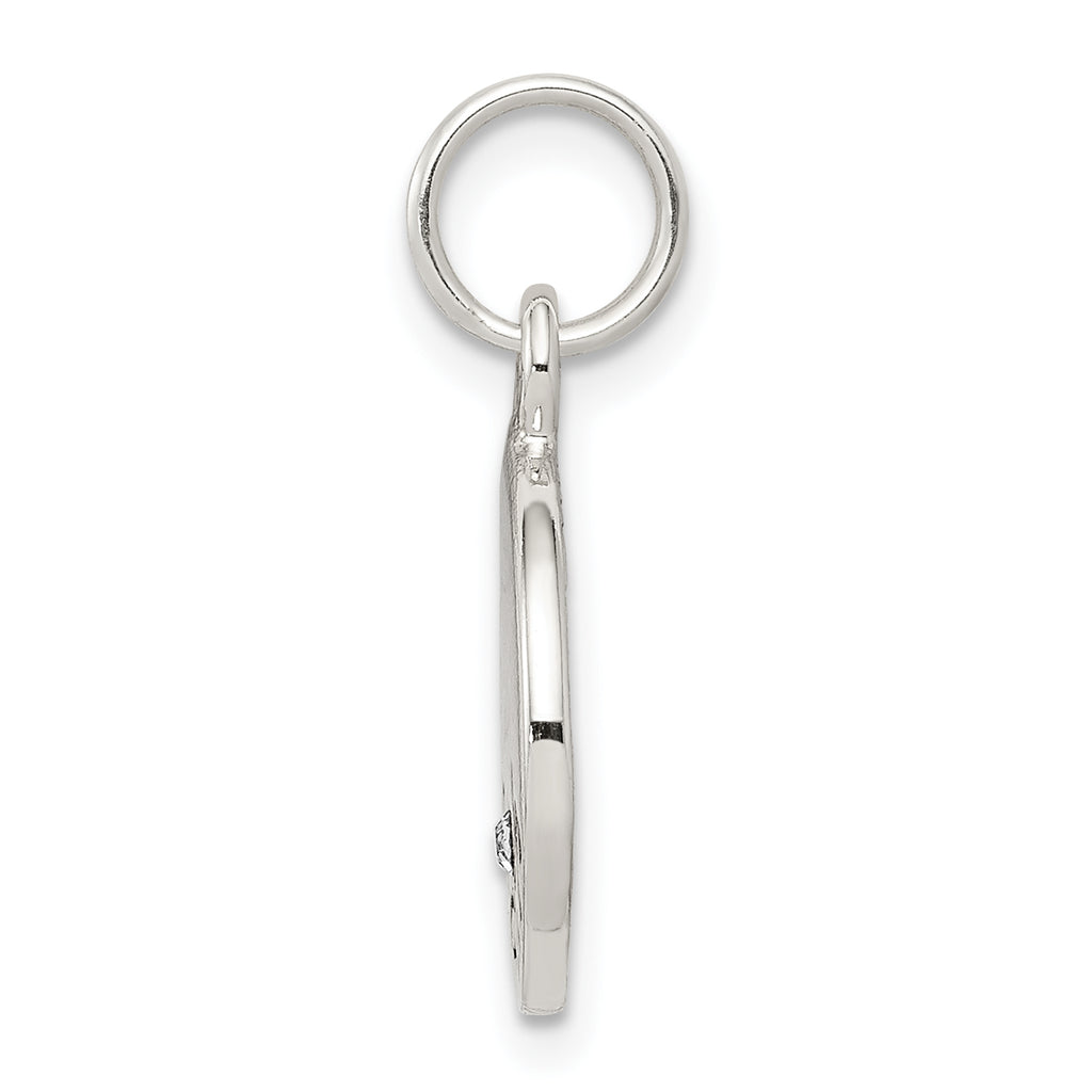 Sterling Silver 925 Crystal Faith Charm with Antiqued Elegant Finish