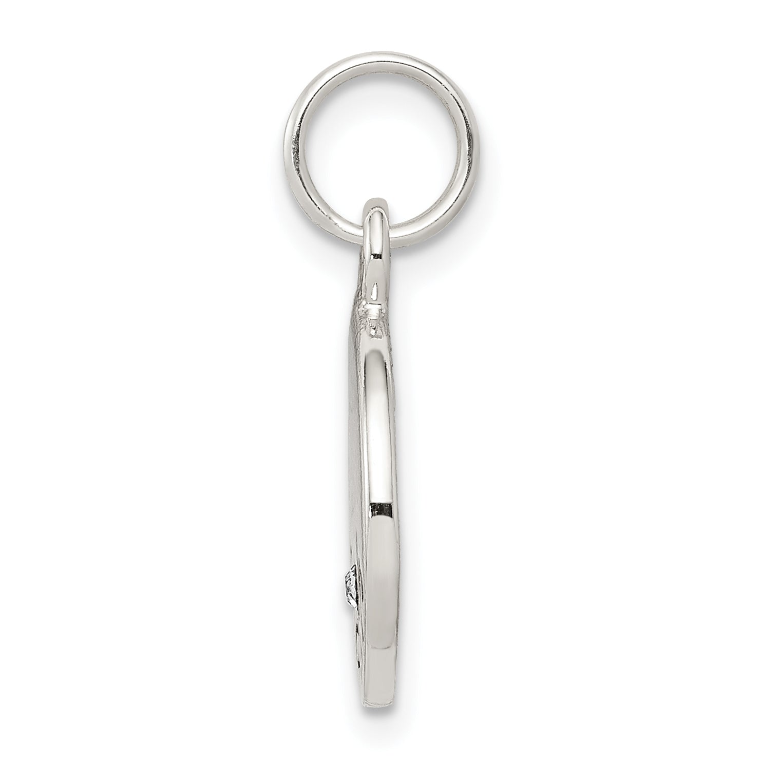 Sterling Silver 925 Crystal Faith Charm with Antiqued Elegant Finish