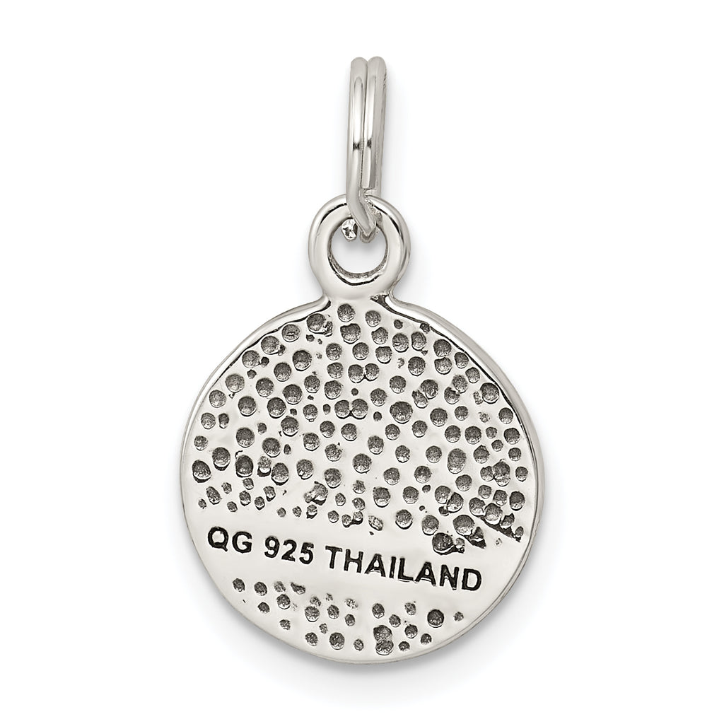 Sterling Silver 925 Crystal Faith Charm with Antiqued Elegant Finish