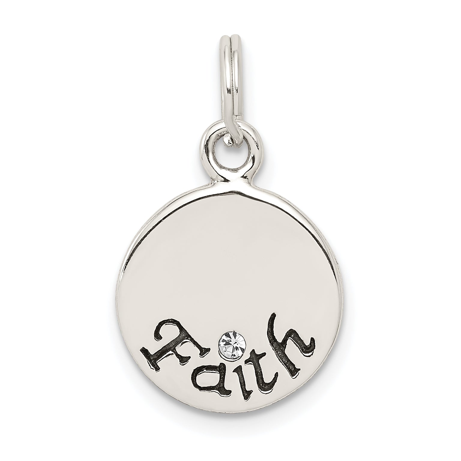 Sterling Silver Antiqued Stellux Crystal Faith Charm Main image