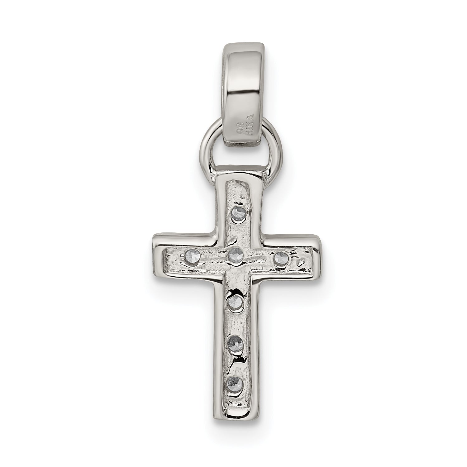 Sterling Silver 925 Latin Cross Pendant with Polished CZ Elegance