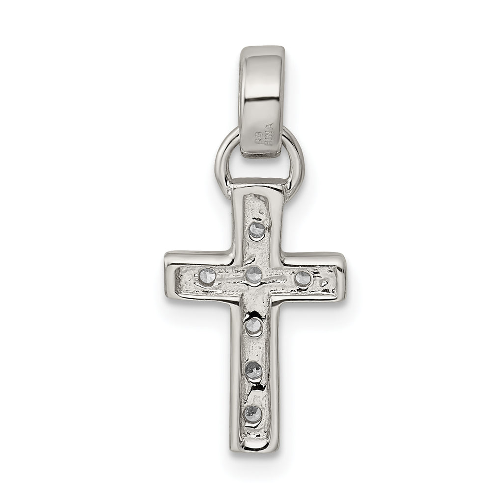 Sterling Silver 925 Latin Cross Pendant with Polished CZ Elegance