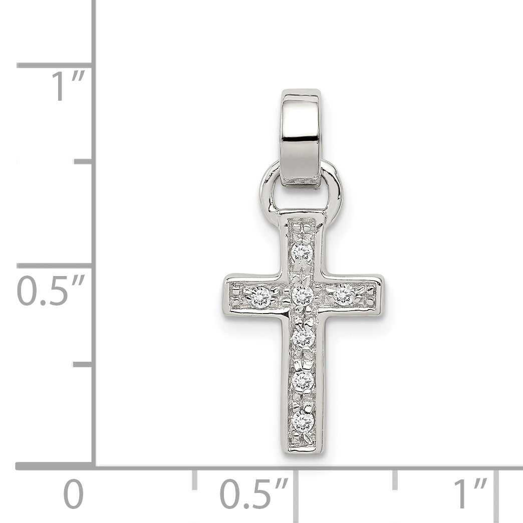 Sterling Silver 925 Latin Cross Pendant with Polished CZ Elegance