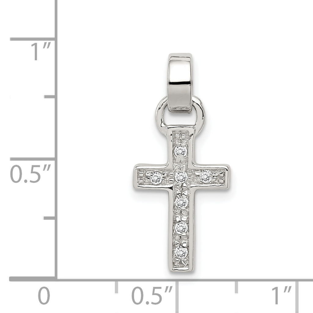 Sterling Silver 925 Latin Cross Pendant with Polished CZ Elegance