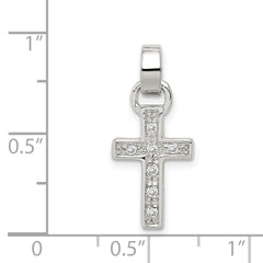 Sterling Silver 925 Latin Cross Pendant with Polished CZ Elegance