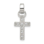 Sterling Silver Rhodium-plated CZ Latin Cross Pendant