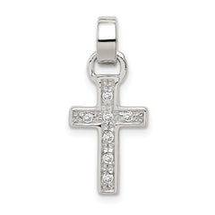 Sterling Silver Rhodium-plated CZ Latin Cross Pendant