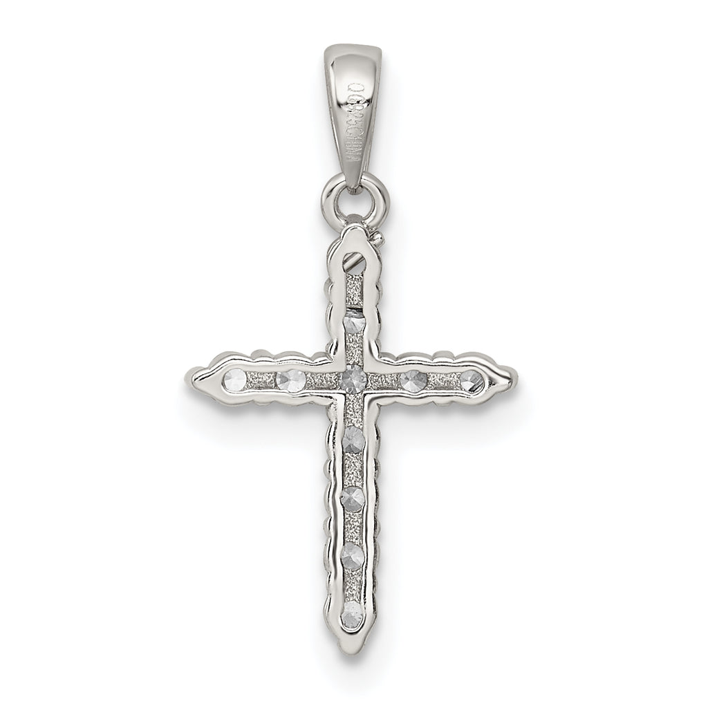 Sophia Jewelers Sterling Silver CZ Cross Pendant with Rhodium Finish