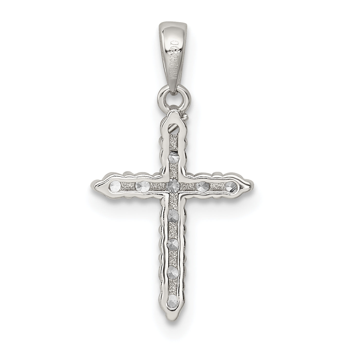 Sophia Jewelers Sterling Silver CZ Cross Pendant with Rhodium Finish