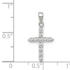 Sophia Jewelers Sterling Silver CZ Cross Pendant with Rhodium Finish
