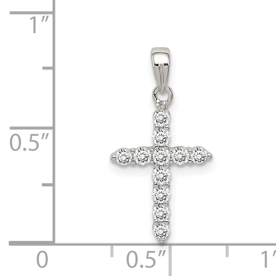 Sophia Jewelers Sterling Silver CZ Cross Pendant with Rhodium Finish
