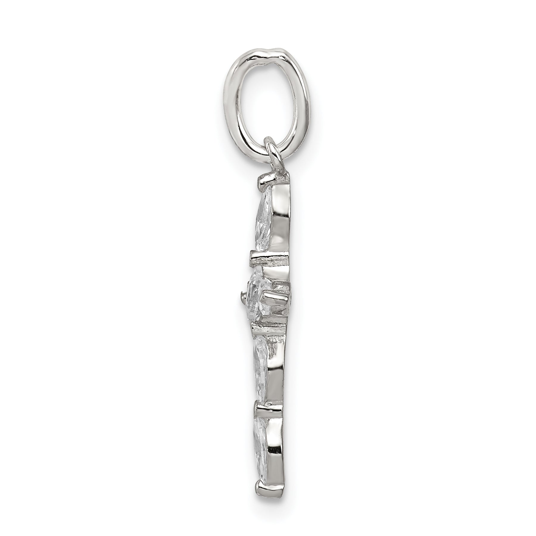 Sterling Silver 925 CZ Cross Charm with Polished Rhodium Finish Secondary image