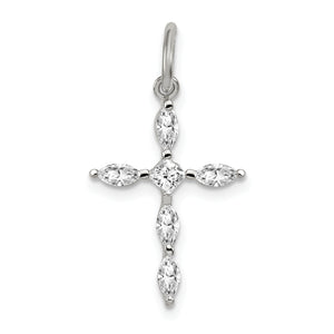 Cubic Zirconia Cross Charm in Sterling Silver, 21mm - Sophia Jewelers