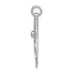 Sterling Silver 925 CZ Cross Pendant with Rhodium Polished Finish