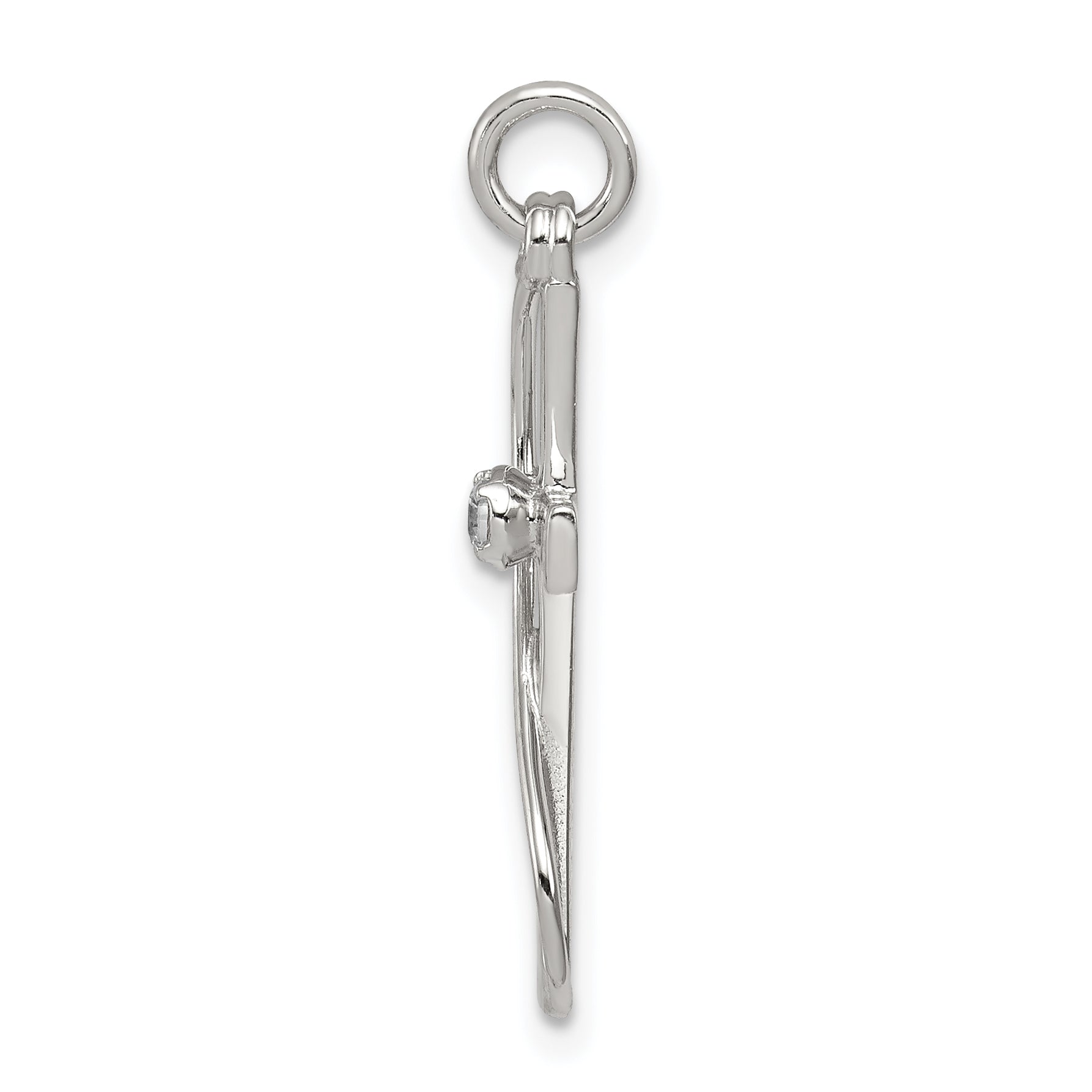 Sterling Silver 925 CZ Cross Pendant with Rhodium Polished Finish