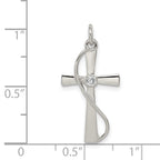 Sterling Silver 925 CZ Cross Pendant with Rhodium Polished Finish