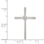 Sophia Jewelers 925 Sterling Silver Rhodium-Plated CZ Cross Slide Pendant
