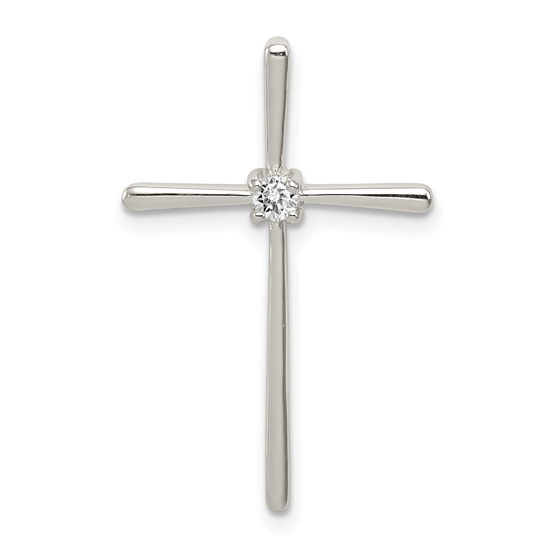 Sterling Silver Rhodium-plated CZ Cross Slide Pendant Main image