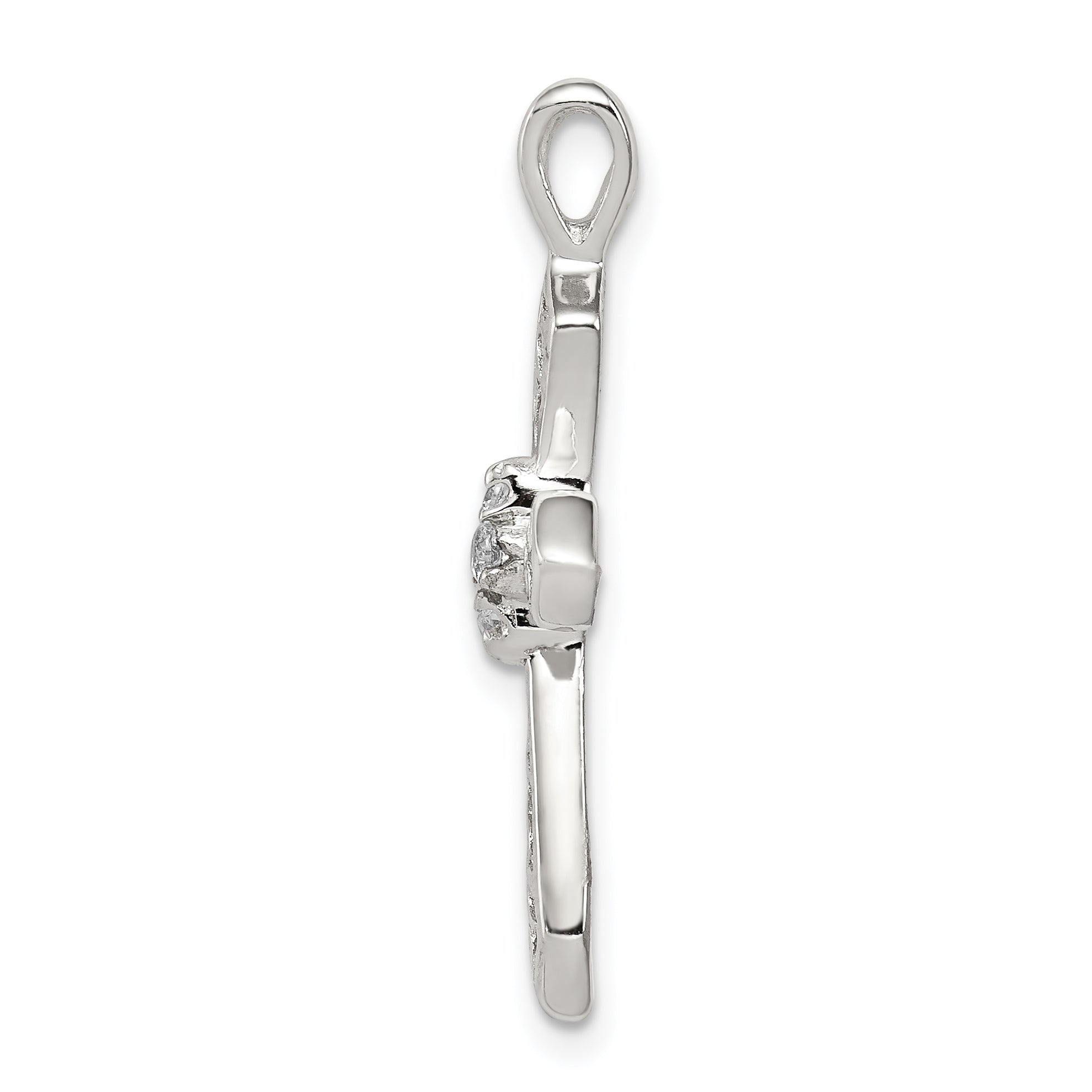 Sterling Silver 925 Polished Cross Pendant with Clear CZ Elegance