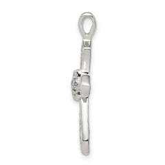 Sterling Silver 925 Polished Cross Pendant with Clear CZ Elegance