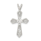 Sterling Silver 925 Polished Cross Pendant with Clear CZ Elegance