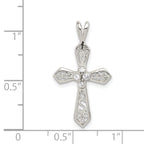 Sterling Silver 925 Polished Cross Pendant with Clear CZ Elegance