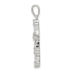 Sterling Silver 925 CZ Cross Pendant with Polished Rhodium Finish