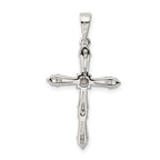 Sterling Silver 925 CZ Cross Pendant with Polished Rhodium Finish