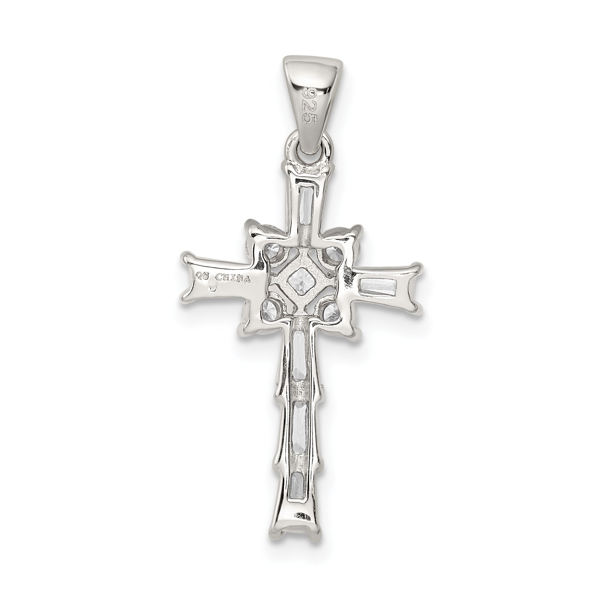 Sophia Jewelers 925 Sterling Silver Rhodium Plated CZ Cross Pendant Elegant Design