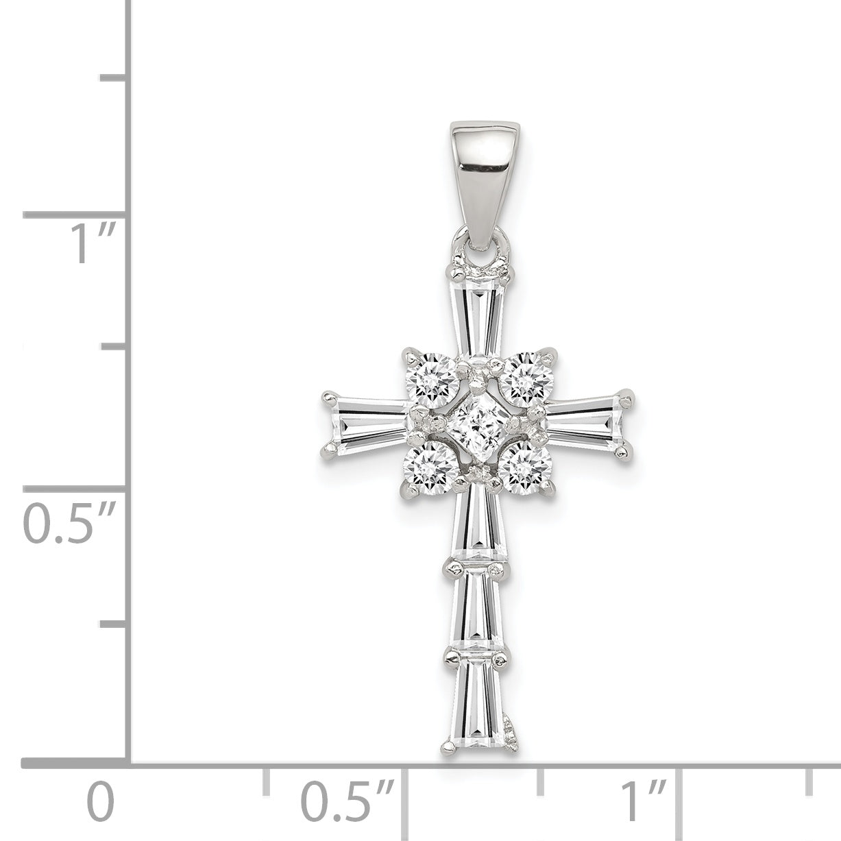 Sophia Jewelers 925 Sterling Silver Rhodium Plated CZ Cross Pendant Elegant Design