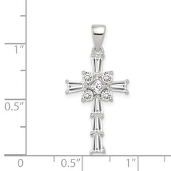 Sophia Jewelers 925 Sterling Silver Rhodium Plated CZ Cross Pendant Elegant Design