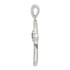 Sophia Jewelers Sterling Silver Rhodium-Plated Blue CZ Passion Cross Pendant